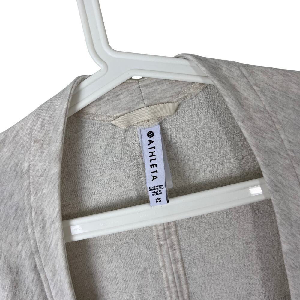 Athleta Cocoon Cardigan Wrap Sweater Womens XS Beige Oatmeal Open Front Pockets - Picture 3 of 5
